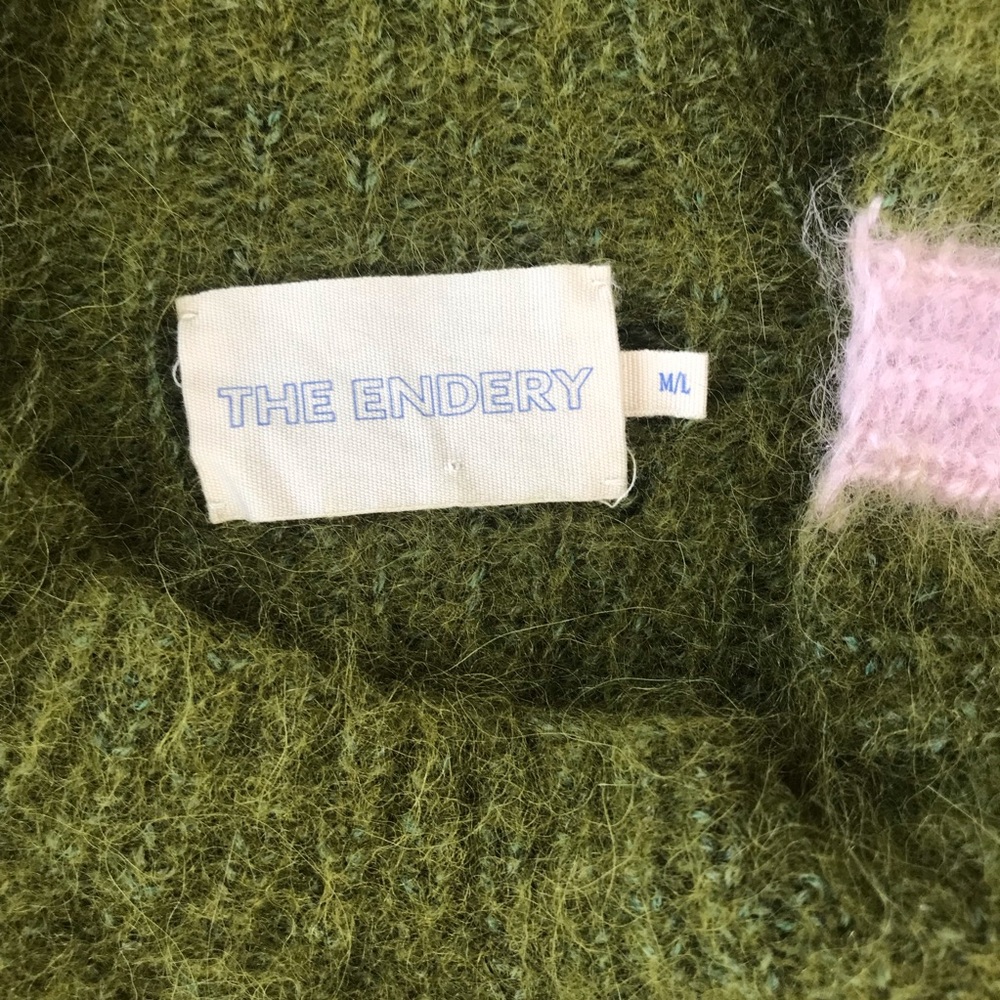 THE ENDERY Baby Alpaca/Wool Mock Neck Pullover Sweater Olive Green - Picture 8 of 9